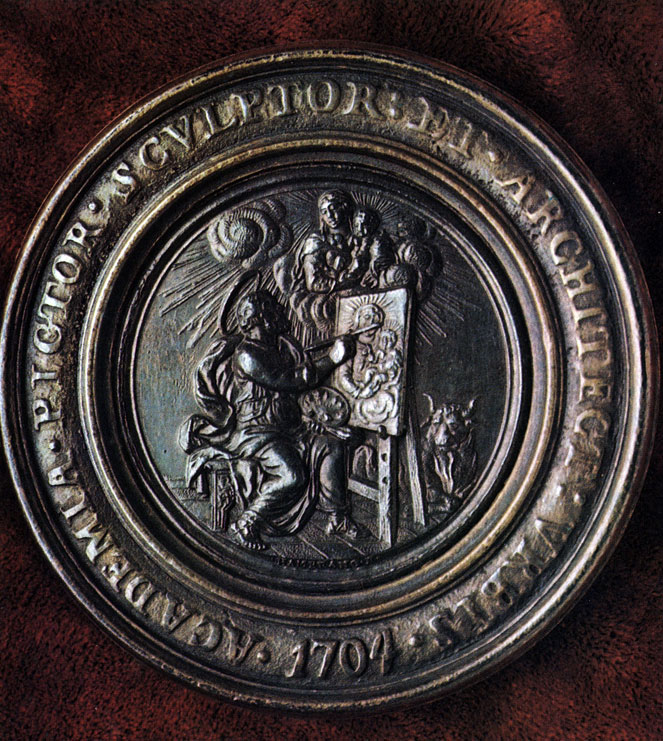 Серебряная медаль Римской Академии художеств. XVIII в. Médaille d'argent de l'Académie des Arts de Rome. XVIIIe s. Silberne Medaille der Römischen Akademie der Künste. 18. Jh