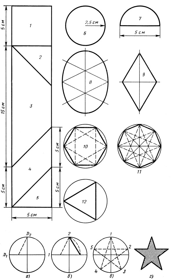 Заготовка шаблонов геометрических фигур
