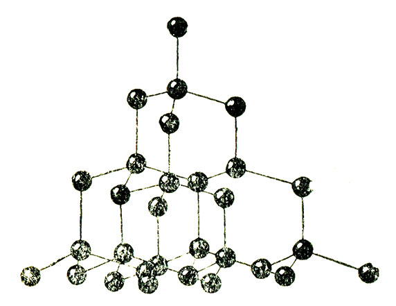 Рис. 9. Расположение атомов углерода в кристалле алмаза