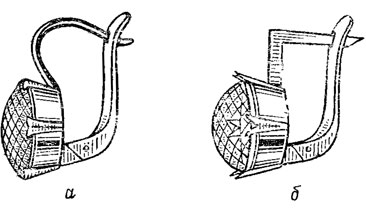 Рис. 61. Серьги с замком типа: 'патент': а - верхняя стойка имеет овальную форму, б - верхняя стойка изогнута под углом 90°